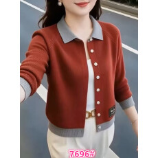 批发2026春秋新款小香风翻领纽扣针织开衫女短款百搭毛衣外套气质上衣