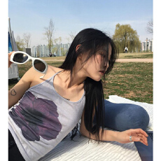 批发韩版<b class='q'>街头</b>Y2K花朵印花复古小众挂脖显瘦露背吊带背心女