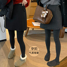 批发现 孕妇时尚百搭加厚直筒半身裙2025秋<b class='q'>冬</b>季新款高腰显瘦气质短裙