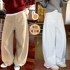 批发孕妇阔腿<b class='q'>裤</b><b class='q'>2026</b>春夏新款高腰简约慵懒直筒弯刀<b class='q'>裤</b>宽松<b class='q'>百搭</b>休闲<b class='q'>裤</b>