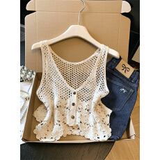 批发实拍波西米亚短款<b class='q'>罩衫</b>穿搭女吊带背心外搭马甲<b class='q'>镂空</b><b class='q'>针织</b>开衫上衣