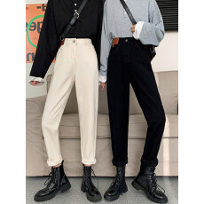 批发大码高腰牛仔裤女春夏新款胖妹妹mm梨形显瘦直筒萝卜九分<b class='q'>哈伦裤</b>子