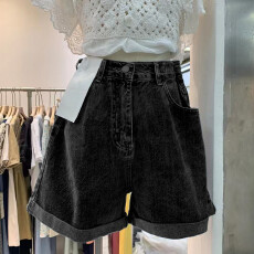 批发大码<b class='q'>牛仔</b><b class='q'>短裤</b>女夏薄款胖mm<b class='q'>高腰</b>宽松显瘦阔腿卷边五分中裤a字热裤