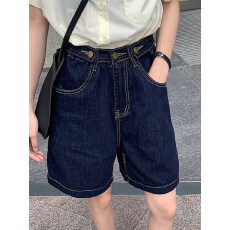 批发梨形身材牛仔<b class='q'>短裤</b>女夏<b class='q'>大码</b>高腰显瘦百搭胖妹妹宽松阔腿a字五分裤