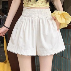 大码女装2026夏季松紧腰花边休闲短裤胖mm高腰显瘦a字阔腿休闲裤