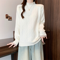 批发实拍新款<b class='q'>大码</b>毛衣女秋冬宽松半高领减龄打底衫上衣