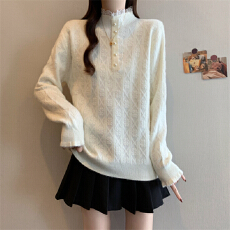 批发实拍新款<b class='q'>大码</b>毛衣女秋冬宽松减龄半高领减龄打底衫