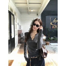 批发红人馆内搭打底衫女2025新款秋冬超好看长袖t恤修身灰色辣妹上衣