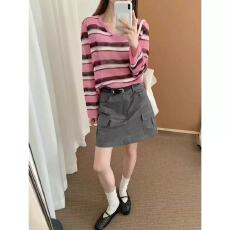 批发欧货时尚天丝亚麻条纹慵懒风长袖薄款防晒衣女早秋宽松洋气罩衫
