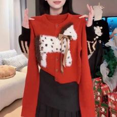 批发韩版气质单排扣保暖毛衣女装2025冬季新款巨好看时尚卡通<b class='q'>针织</b><b class='q'>上衣</b>