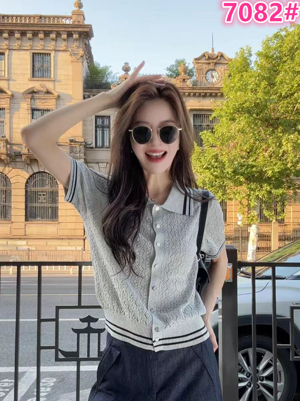 고유 한 아름다운 얇은 스타일 반팔 니트 오픈 가디건 여성 여름 외부 가져 가라. POLO 셔츠 품격 한 부서 착용 가져 가라. 긍정적 인 어깨 의류