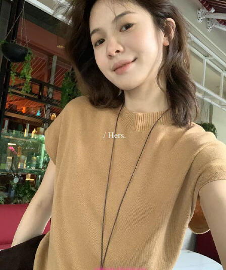 hers- 가을 켜기 새로운 미니멀리즘 일상 뒤로 작은 디자인 포인트 품격 니트 스웨터 여성 경기 행침 가을 끈