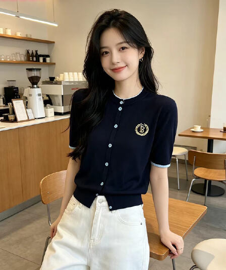 번호 128 한 부서 배색 페이크 레이어드 부드러운 찹쌀 오픈 가디건 가을 겨울철 품격 느긋한 니트 재킷 0968011