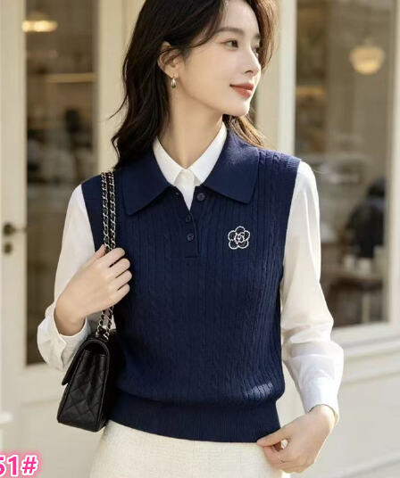 새로운 다용도 섹션 주간 실크 POLO 칼라 니트 베스트 새로운 스택 착용 맨위
