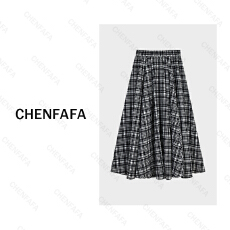 批发2025年<b class='q'>夏</b>季新款日系简约设计感格纹A字裙时尚个性风宽松半身裙