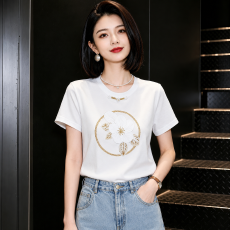 批发2026夏季新款新中式国风短袖T恤女时尚洋气重工百搭<b class='q'>上衣</b>