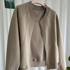 批发95涤 2025女装无帽卫衣开衫女外套春秋款短款棒球服<b class='q'>妈妈</b>款