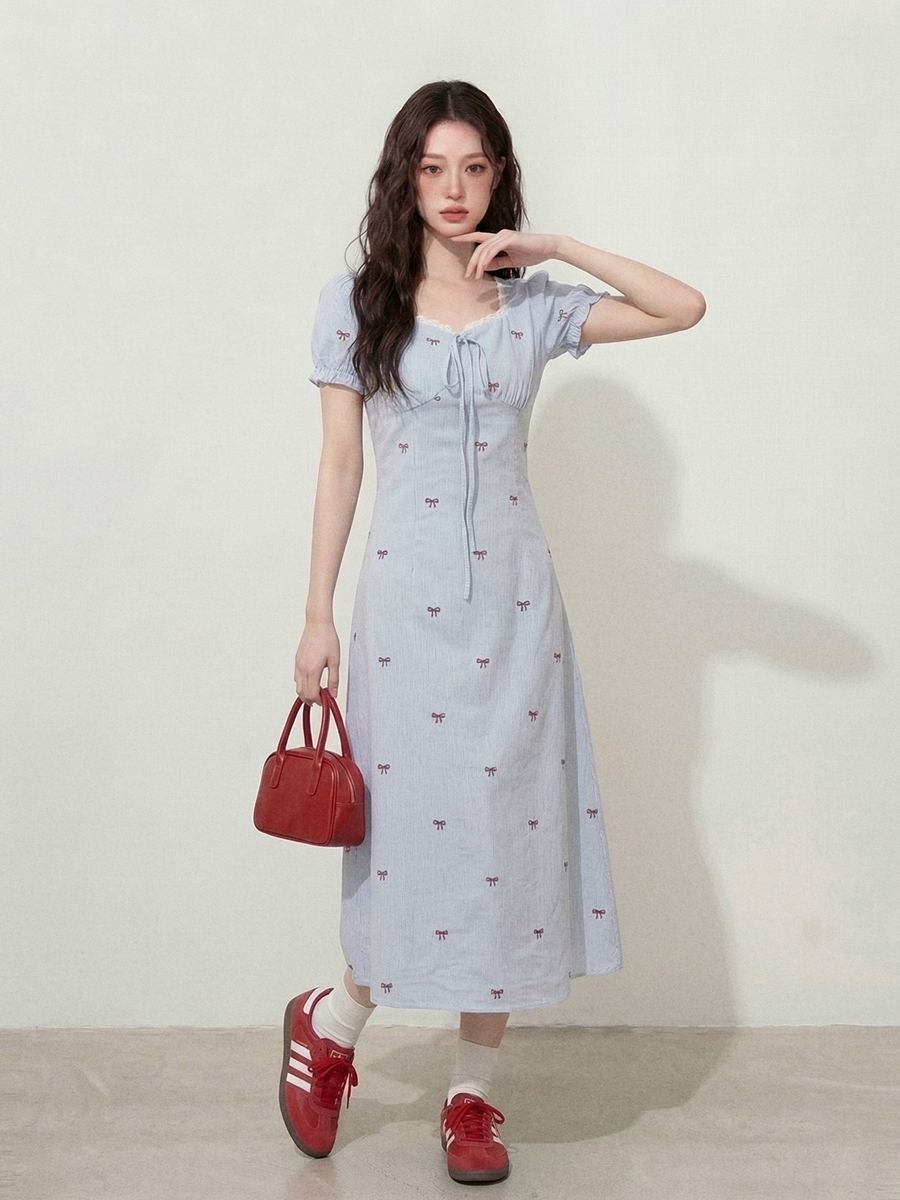 실사 빅 사이즈 여성 의류 좋아요. 제발 면서 벨 한 부서 여름 새로운 드레스 지방 mm 숨기기 고기 슬림해 보이는 드레스