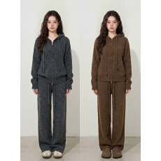 批发实拍~大码女装<b class='q'>秋</b>冬慵懒风针织宽松时尚百搭长袖休闲裤显瘦两件套