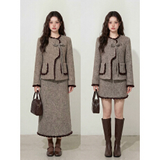 批发实拍~<b class='q'>大码</b>女装L-4XL玛格丽特公主套装小香风<b class='q'>外套</b>上衣+长短半身裙