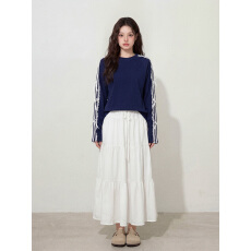 批发实拍~L-4XL大码女装宽松甜美时尚拼接蝴蝶结<b class='q'>长袖</b>上衣蛋糕裙套装