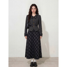 批发实拍~大码女装秋<b class='q'>冬</b>季韩系气质高级外套半身裙时尚黑色套装女