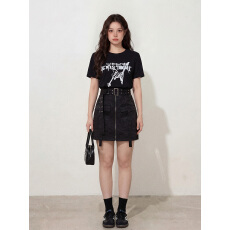 批发实拍～大码女装野性因子假两件套装美式复古拼接显瘦连衣裙胖MM女