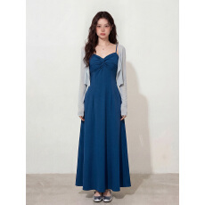 批发实拍~L-4XL<b class='q'>大码</b>女装冰川美人法式气质纯欲设计感吊带连衣裙+开衫