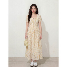 批发实拍~L-4XL大码女装新中式国风甜茶少女夏季法式碎花少女感连衣裙