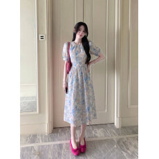 批发实拍～大码女装胖MM韩系高级感碎花油画风连衣裙夏季新款裙子