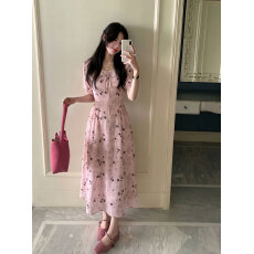 批发实拍~大码2026夏季新款荷叶领口设计清新温婉蝴蝶元素短袖连衣裙