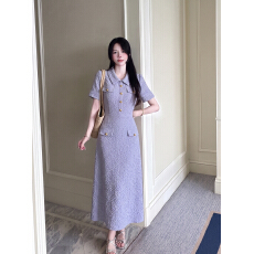 批发实拍~大码女装夏季名媛收腰气质高腰显高显瘦时尚小香风<b class='q'>连衣裙</b>