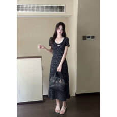 批发实拍~大码女装韩版纯欲纽结碎花连衣裙胖MM收腰显瘦闺蜜长短裙女