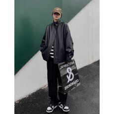 批发黑色皮衣外套女2025春秋新款宽松高级感美式痞帅复古pu机车皮夹克