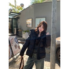 批发alex stevens超好看黑色短款羽绒服女冬连帽加厚白鸭绒面包服外套