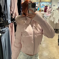 批发2025秋冬新款美式Y2K辣妹毛领连帽棉服外套女装羽绒服