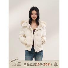 批发iNSLiiSA 连帽毛绒棉服女冬季设计感短款立领保暖百搭休闲短外套