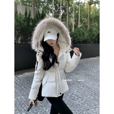 批发「极光铠甲」白色连帽毛领羽绒服