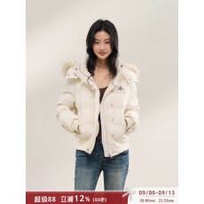 批发iNSLiiSA 连帽毛绒棉服女冬季设计感短款立领保暖百搭休闲短外套