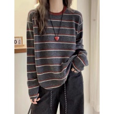 批发撞色条纹细羊毛针织衫女<b class='q'>欧洲站</b>2026早春<b class='q'>新款</b>欧货女装慵懒风小衫潮