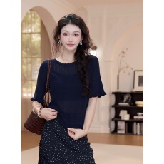 批发轻奢高端短袖针织衫女2026新款高质量冰丝超好看镂空上衣夏薄款