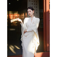 批发2025新款喜相逢新中式改良<b class='q'>旗袍</b>女早秋订婚长袖提花针织红色连衣裙