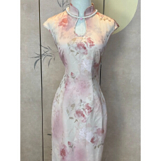 批发2025年<b class='q'>夏</b>季新款新中式改良温柔旗袍水滴领朝花夕拾旗袍连衣裙