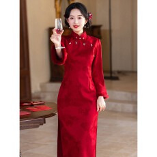 批发加绒加厚秋冬季长袖<b class='q'>敬酒</b><b class='q'>服</b>旗袍红色修身改良订<b class='q'>婚礼</b><b class='q'>服</b>女结婚回门<b class='q'>服</b>