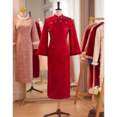 批发加绒加厚红色旗袍<b class='q'>敬酒</b><b class='q'>服</b>2025新款新娘秋冬季长袖订<b class='q'>婚礼</b><b class='q'>服</b>裙女日常