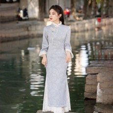 批发加绒加厚旗袍2025新款新中式少女年轻款改良日常连衣裙气质秋冬