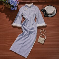 批发加绒加厚新中式旗袍冬天年轻款绝美2025新款少女过冬民国风连衣裙