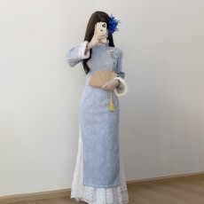 批发加绒旗袍2025新款秋冬加厚长袖<b class='q'>高端</b>大气上档次改良<b class='q'>连衣裙</b>日常女