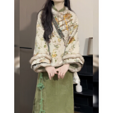 批发加绒加厚复古高级感重工绣花改良旗袍<b class='q'>连衣裙</b>新中式<b class='q'>提花</b>外套女2025