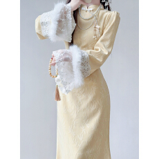 批发加绒加厚旗袍2025新款高端大气上档次连衣裙新中式长袖气质修身<b class='q'>冬</b>